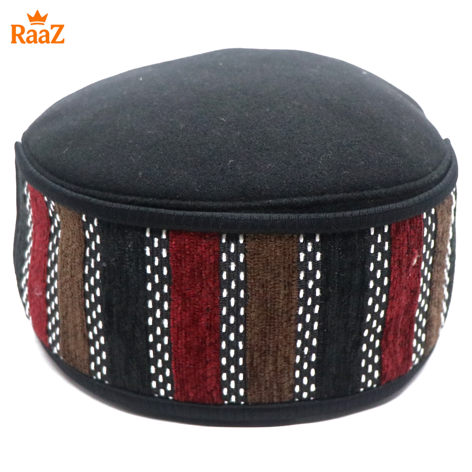 Picture of Black Handcrafted Wool Pakol Hat Traditional Shah Cap Tupi