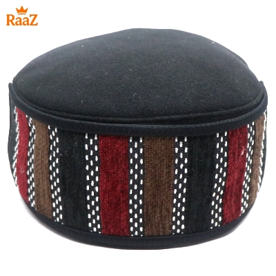 Picture of Black Handcrafted Wool Pakol Hat Traditional Shah Cap Tupi