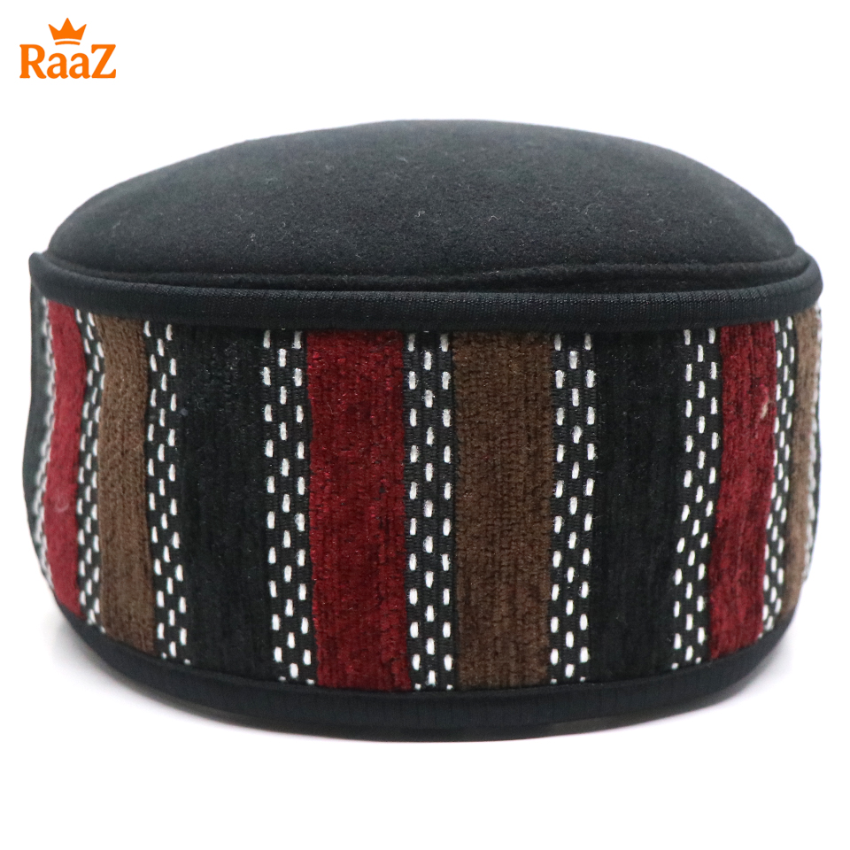 Picture of Black Handcrafted Wool Pakol Hat Traditional Shah Cap Tupi