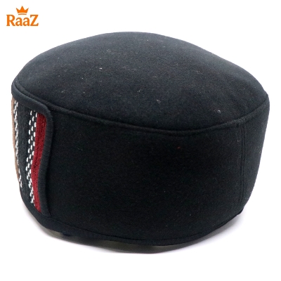 Picture of Black Handcrafted Wool Pakol Hat Traditional Shah Cap Tupi