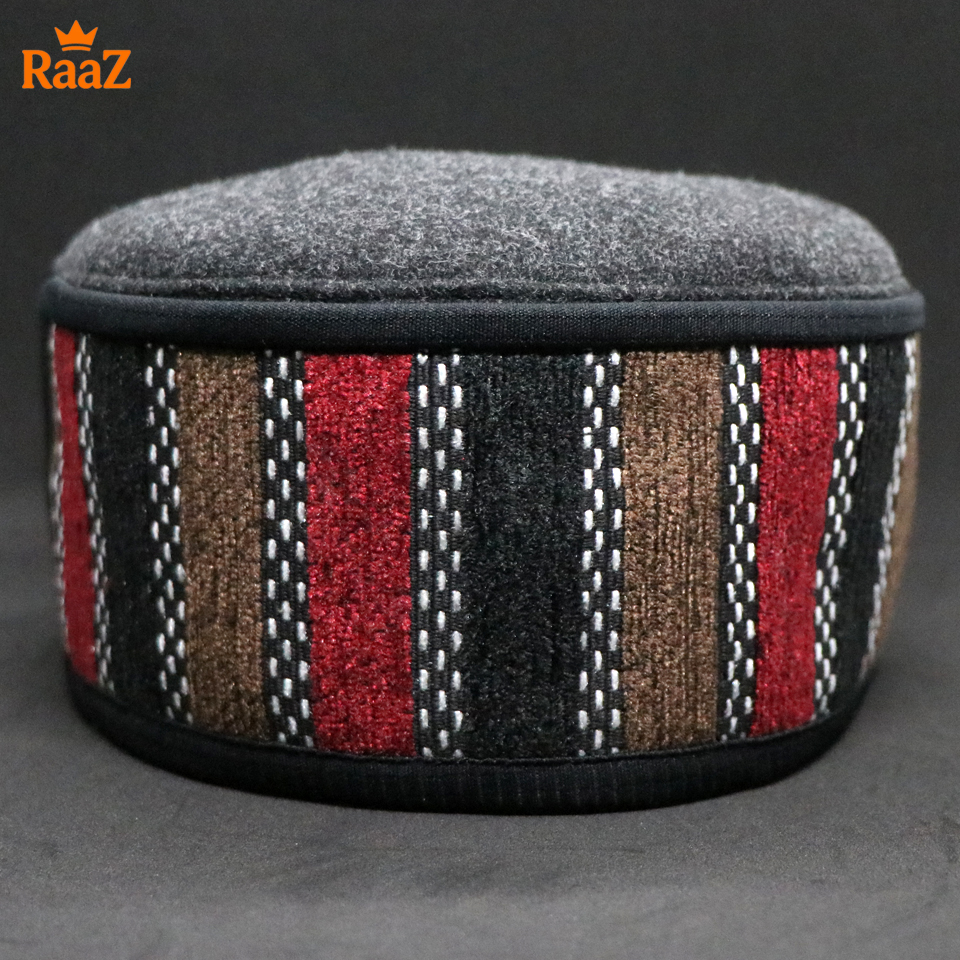 Picture of Ash High-Quality Woolen Pakol Cap Authentic Style Prayer Hat Tupi
