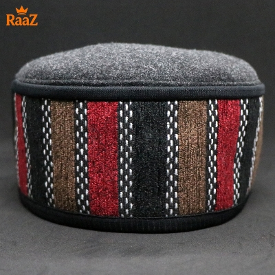 Picture of Ash High-Quality Woolen Pakol Cap Authentic Style Prayer Hat Tupi