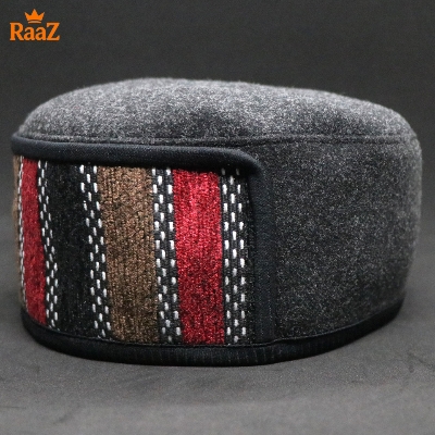 Picture of Ash High-Quality Woolen Pakol Cap Authentic Style Prayer Hat Tupi