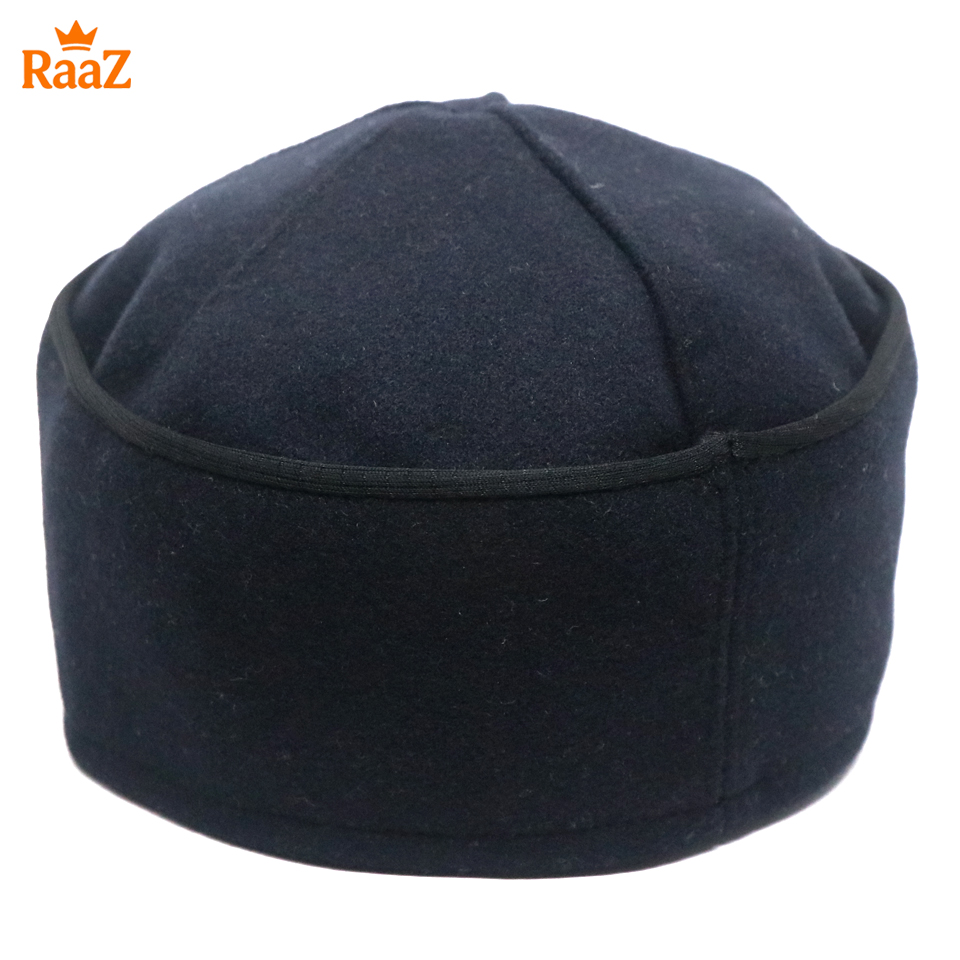 Picture of Navy Blue Soft Woolen Pakol Cap for Men Ethnic Afghan & Pakistani Headwear Prayer Tupi