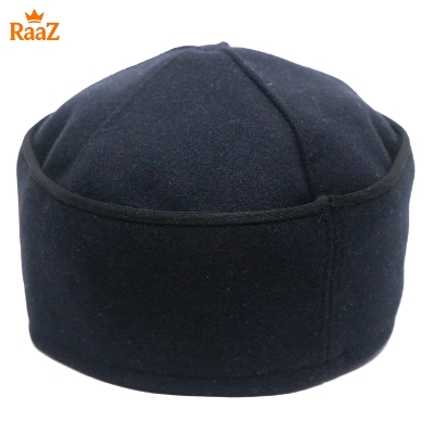 Picture of Navy Blue Soft Woolen Pakol Cap for Men Ethnic Afghan & Pakistani Headwear Prayer Tupi