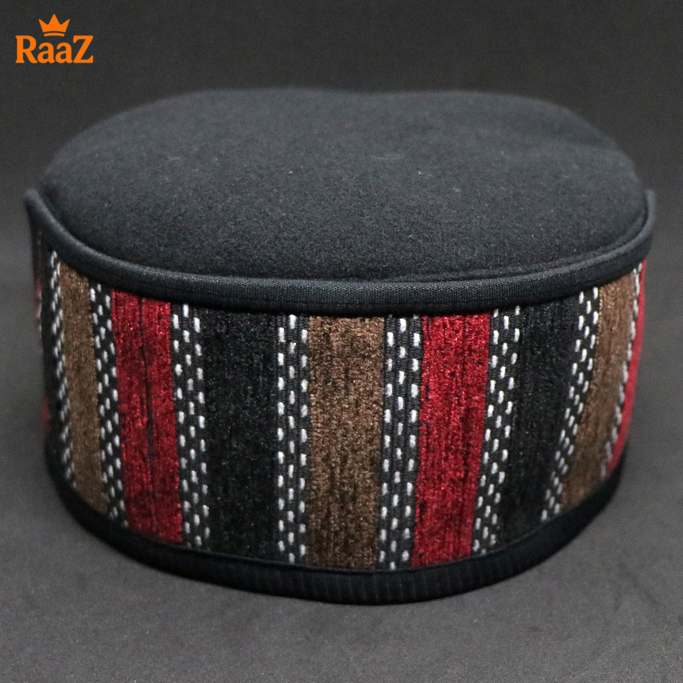 Picture of Black High-Quality Woolen Pakol Cap Authentic Style Prayer Hat Tupi