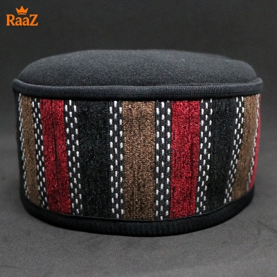 Picture of Black High-Quality Woolen Pakol Cap Authentic Style Prayer Hat Tupi