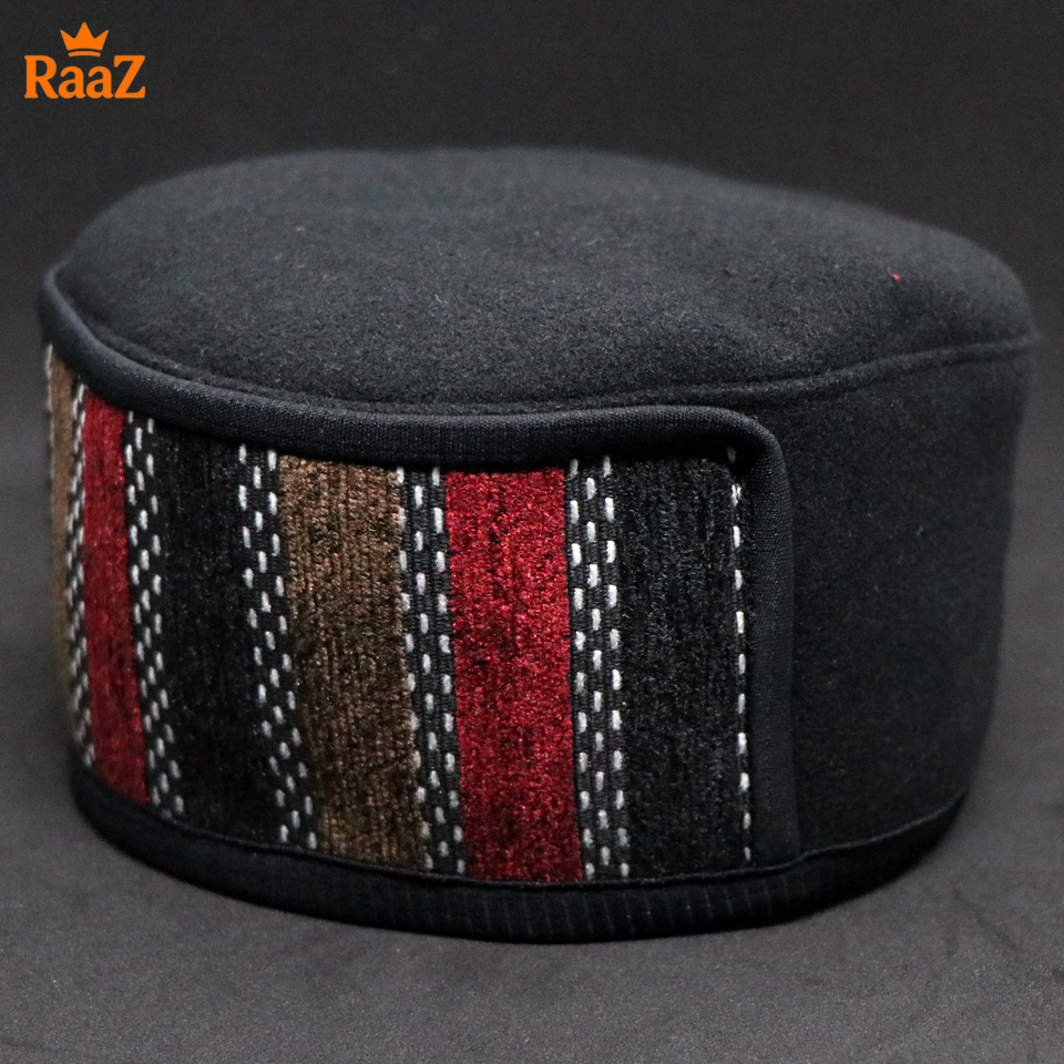 Picture of Black High-Quality Woolen Pakol Cap Authentic Style Prayer Hat Tupi