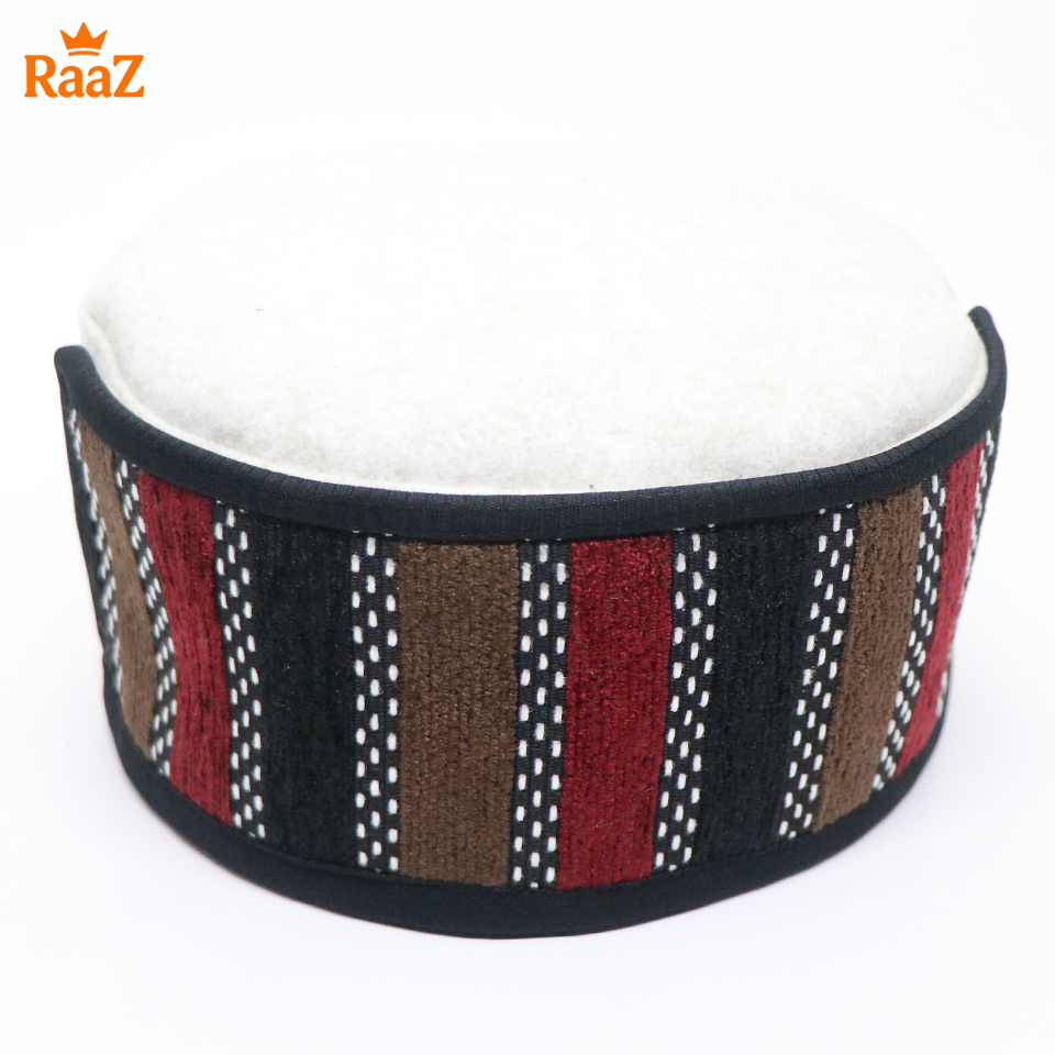 Picture of White Handcrafted Wool Pakol Hat Traditional Shah Cap Tupi