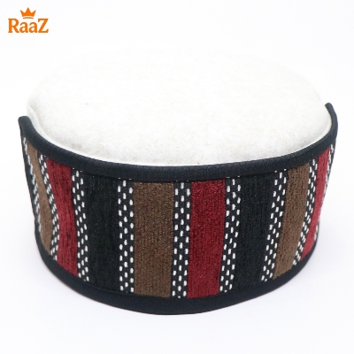 Picture of White Handcrafted Wool Pakol Hat Traditional Shah Cap Tupi