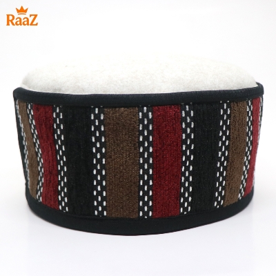 Picture of White Handcrafted Wool Pakol Hat Traditional Shah Cap Tupi