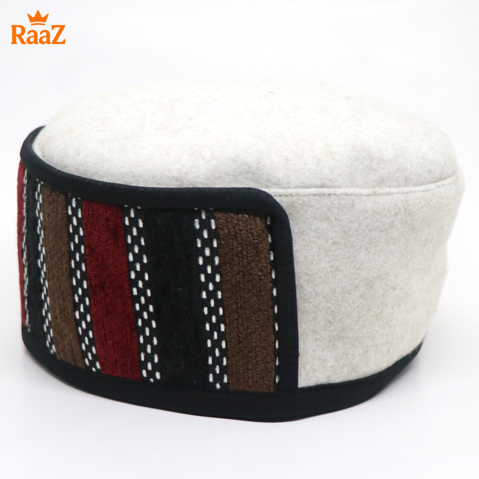 Picture of White Handcrafted Wool Pakol Hat Traditional Shah Cap Tupi