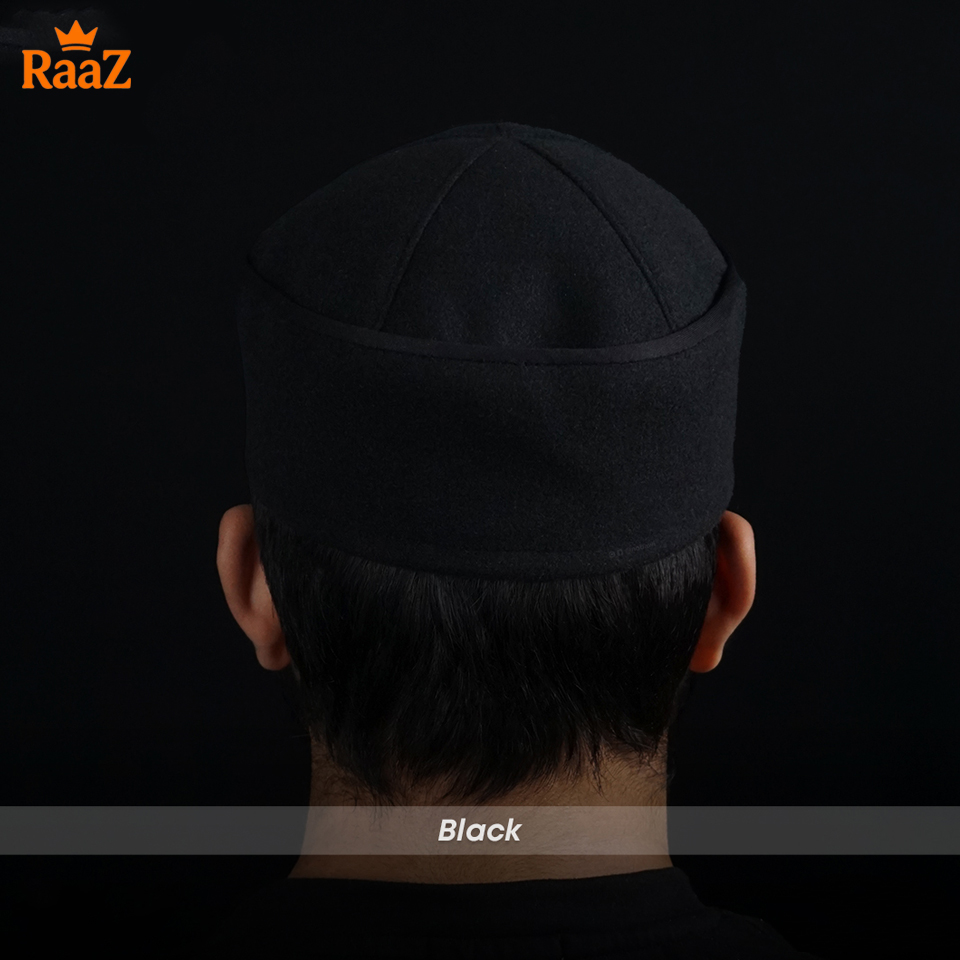 Picture of Black Soft Woolen Pakol Cap for Men Ethnic Afghan & Pakistani Headwear Prayer Tupi
