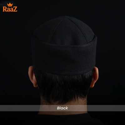 Picture of Black Soft Woolen Pakol Cap for Men Ethnic Afghan & Pakistani Headwear Prayer Tupi