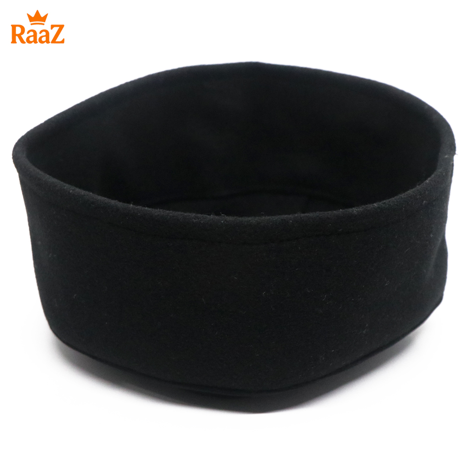 Picture of Black Soft Woolen Pakol Cap for Men Ethnic Afghan & Pakistani Headwear Prayer Tupi