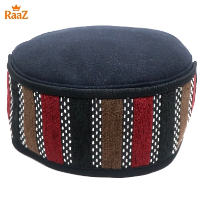Picture of Navy Blue Handcrafted Wool Pakol Hat Traditional Shah Cap Tupi