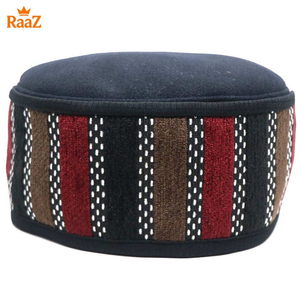 Picture of Navy Blue Handcrafted Wool Pakol Hat Traditional Shah Cap Tupi
