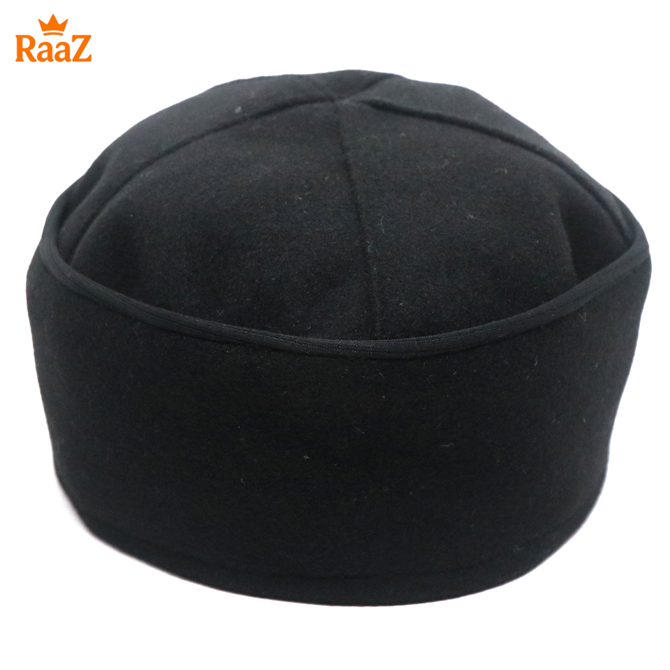 Picture of Black Soft Woolen Pakol Cap for Men Ethnic Afghan & Pakistani Headwear Prayer Tupi