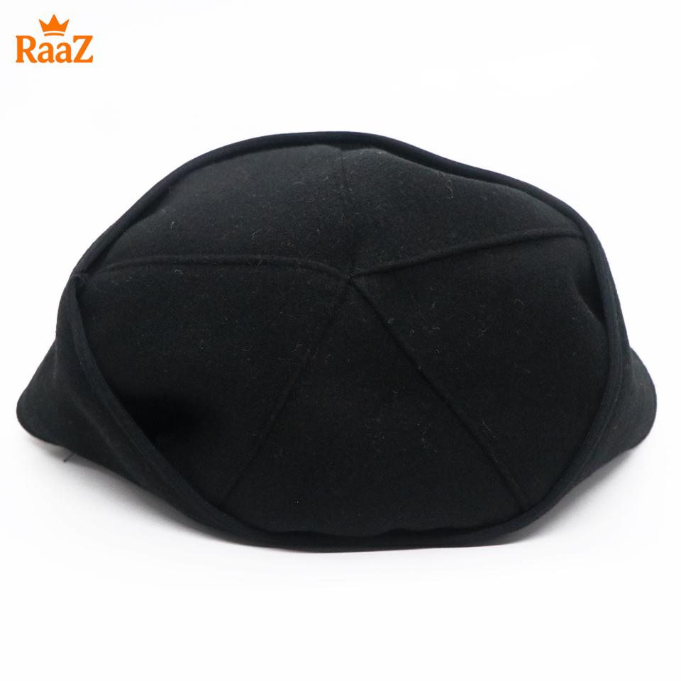 Picture of Black Soft Woolen Pakol Cap for Men Ethnic Afghan & Pakistani Headwear Prayer Tupi