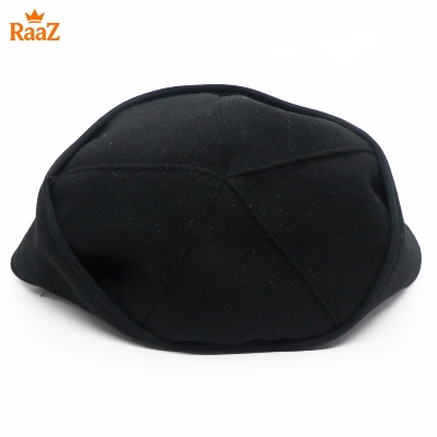 Picture of Black Soft Woolen Pakol Cap for Men Ethnic Afghan & Pakistani Headwear Prayer Tupi