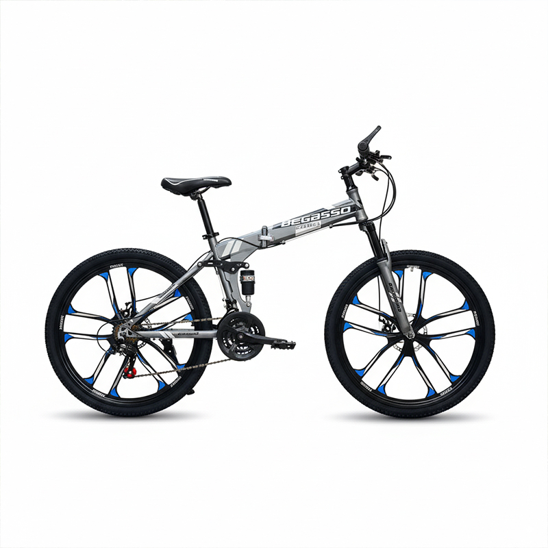 Picture of Begasso Folding Bicycle | 26 Inch | Alloy Wheel | 10 Nives | Double Suspension | Shimano Gear & Brake | Double Disk Brake | Ash/Grey Color