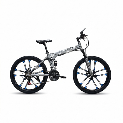 Picture of Begasso Folding Bicycle | 26 Inch | Alloy Wheel | 10 Nives | Double Suspension | Shimano Gear & Brake | Double Disk Brake | Ash/Grey Color