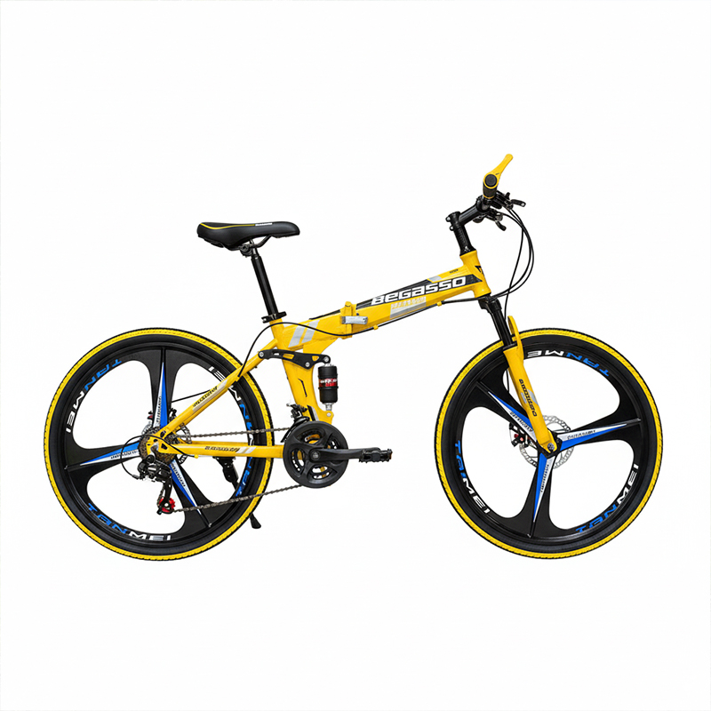 Picture of Begasso Folding Bicycle | 26 Inch | Alloy Wheel | 03 Nives | Double Suspension | Shimano Gear & Brake | Double Disk Brake | Yellow Color