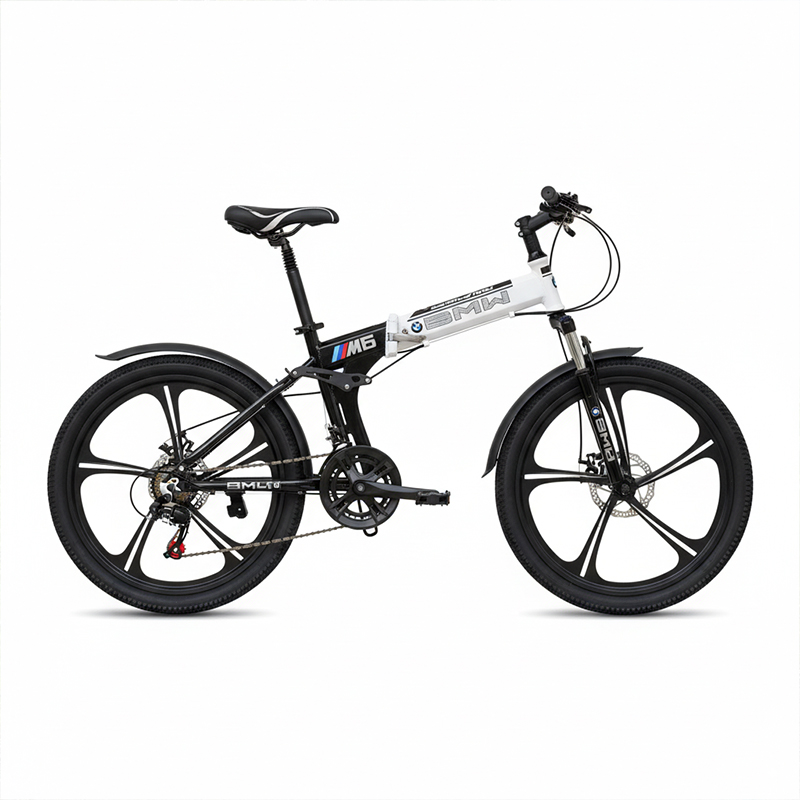 Picture of BMW (M6) Folding Bicycle | 26 Inch | Alloy Wheel | 06 Nives | Double Suspension | Shimano Gear & Brake | Double Disk Brake | Black & White