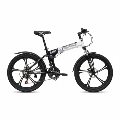 Picture of BMW (M6) Folding Bicycle | 26 Inch | Alloy Wheel | 06 Nives | Double Suspension | Shimano Gear & Brake | Double Disk Brake | Black & White