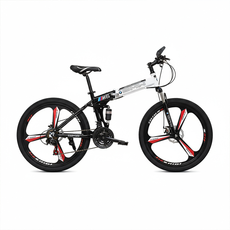 Picture of BMW (M6) Folding Bicycle | 26 Inch | Alloy Wheel | 03 Nives | Double Suspension | Shimano Gear & Brake | Double Disk Brake | Black & White.