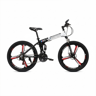 Picture of BMW (M6) Folding Bicycle | 26 Inch | Alloy Wheel | 03 Nives | Double Suspension | Shimano Gear & Brake | Double Disk Brake | Black & White.