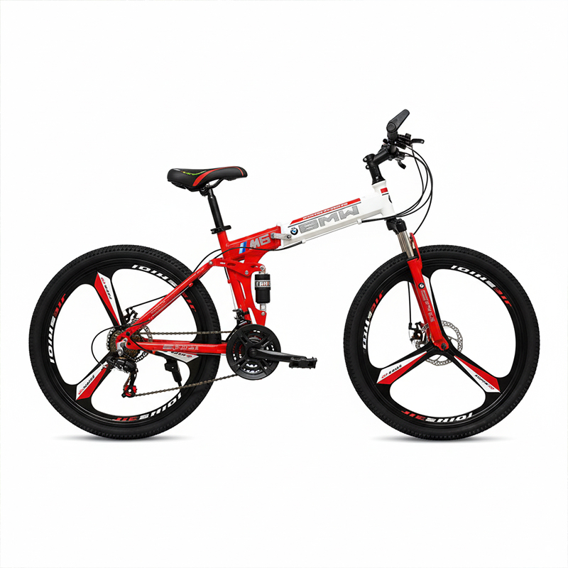 Picture of BMW (M6) Folding Bicycle | 26 Inch | Alloy Wheel | 03 Nives | Double Suspension | Shimano Gear & Brake | Double Disk Brake | Red