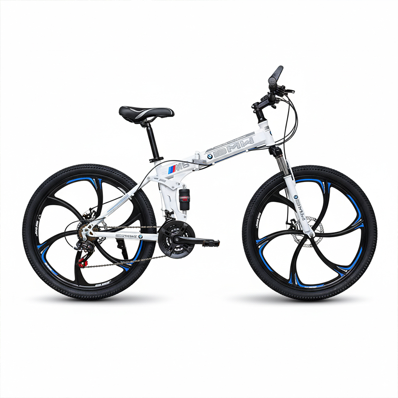 Picture of BMW (M6) Folding Bicycle | 26 Inch | Alloy Wheel | 06 Nives | Double Suspension | Shimano Gear & Brake | Double Disk Brake | White & Black Color.