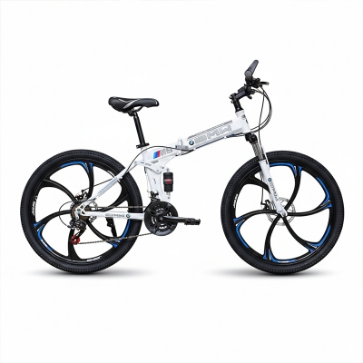 Picture of BMW (M6) Folding Bicycle | 26 Inch | Alloy Wheel | 06 Nives | Double Suspension | Shimano Gear & Brake | Double Disk Brake | White & Black Color.