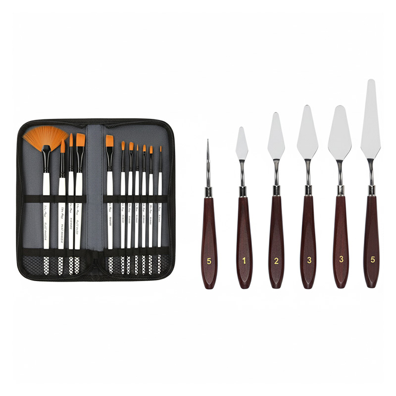 Picture of Paint Brush&Knife Set Paint Brushes Artist for Watercolor Oil Acrylic Painting-15pce