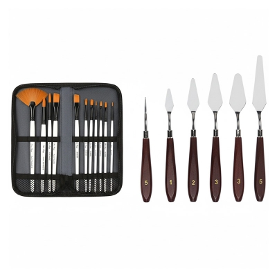 Picture of Paint Brush&Knife Set Paint Brushes Artist for Watercolor Oil Acrylic Painting-15pce