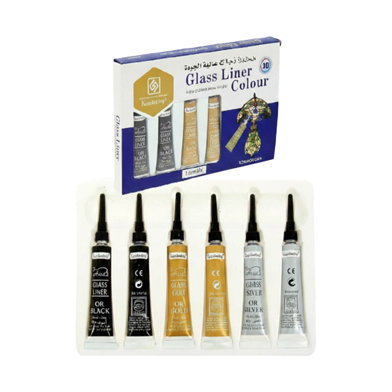 Picture of Keep smiling 3D Glass liner (12ml x 6 tube box) 3 Color Gold, Silver, Black liner for Glass Painting - colour