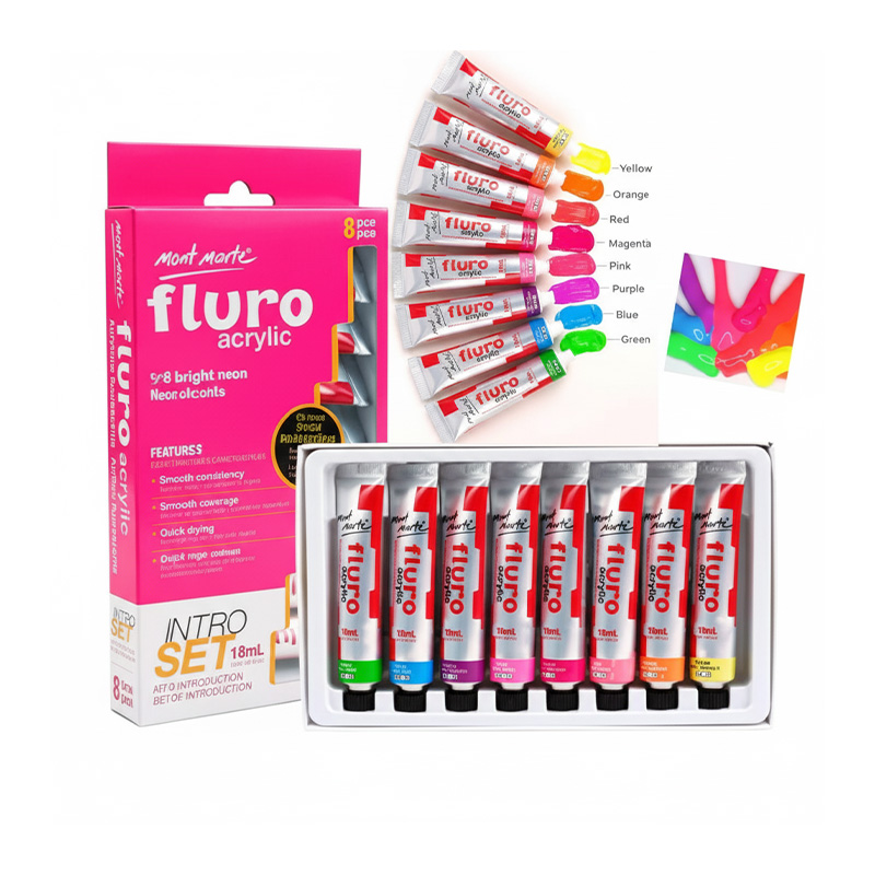 Picture of Mont Marte Fluro Acrylic Paint 18ml 8 Shades