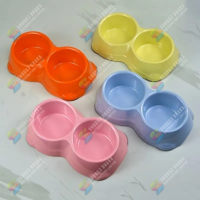 Picture of 2 in 1 Cat Food Bowl Water Bowl, Anti-Overturning Cat Double Bowls Lightweight Cat Feeding Drinking Dish Bowl 1Pc
