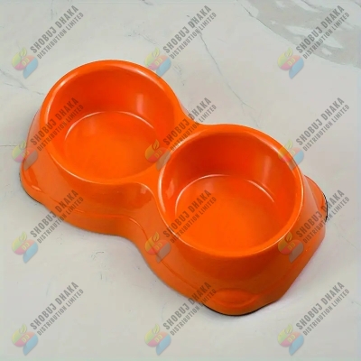 Picture of 2 in 1 Cat Food Bowl Water Bowl, Anti-Overturning Cat Double Bowls Lightweight Cat Feeding Drinking Dish Bowl 1Pc