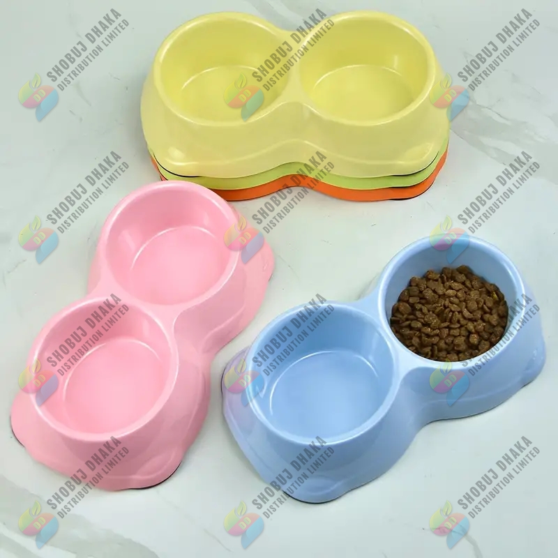 Picture of 2 in 1 Cat Food Bowl Water Bowl, Anti-Overturning Cat Double Bowls Lightweight Cat Feeding Drinking Dish Bowl 1Pc