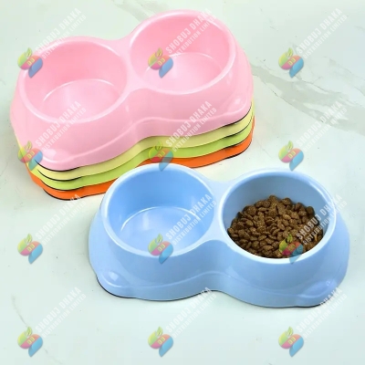 Picture of 2 in 1 Cat Food Bowl Water Bowl, Anti-Overturning Cat Double Bowls Lightweight Cat Feeding Drinking Dish Bowl 1Pc