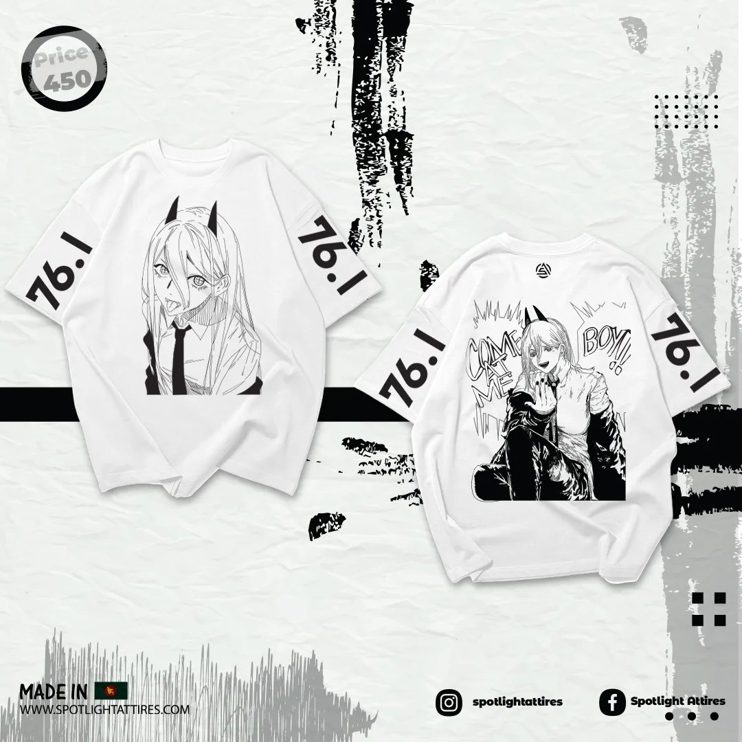 Picture of Chainsaw Man - Power Drop Shoulde Cotton Screen Printed T-Shirt