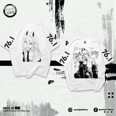 Picture of Chainsaw Man - Power Drop Shoulde Cotton Screen Printed T-Shirt