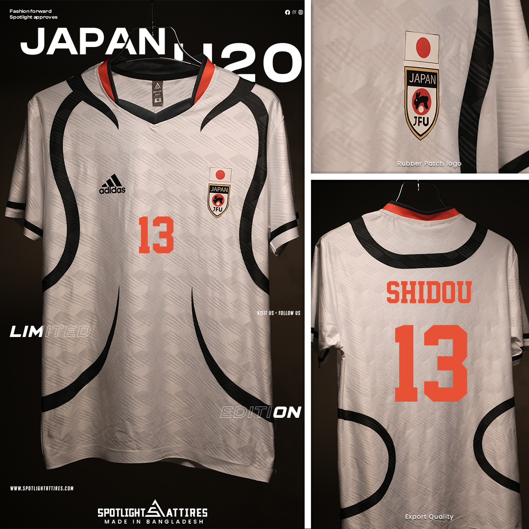 Picture of Spotlight Attires White Jacquard Fabric Shidou's Japan U20 Short Sleeve Jersey For Men (Player Version)