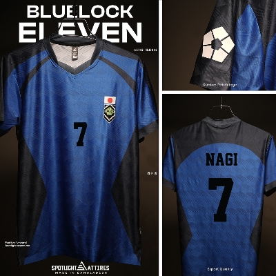 Picture of Spotlight Attires Blue Jacquard Fabric Nagi's Blue Lock Short Sleeve Jersey For Men (Player Version)
