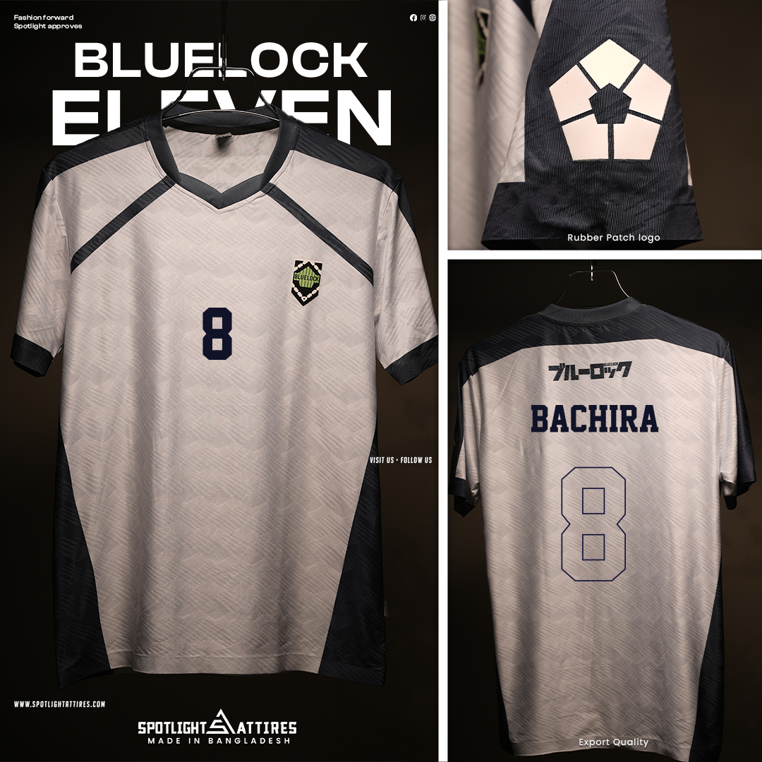 Picture of Spotlight Attires White Jacquard Fabric Bachira's Blue Lock Short Sleeve Jersey For Men (Player Version)