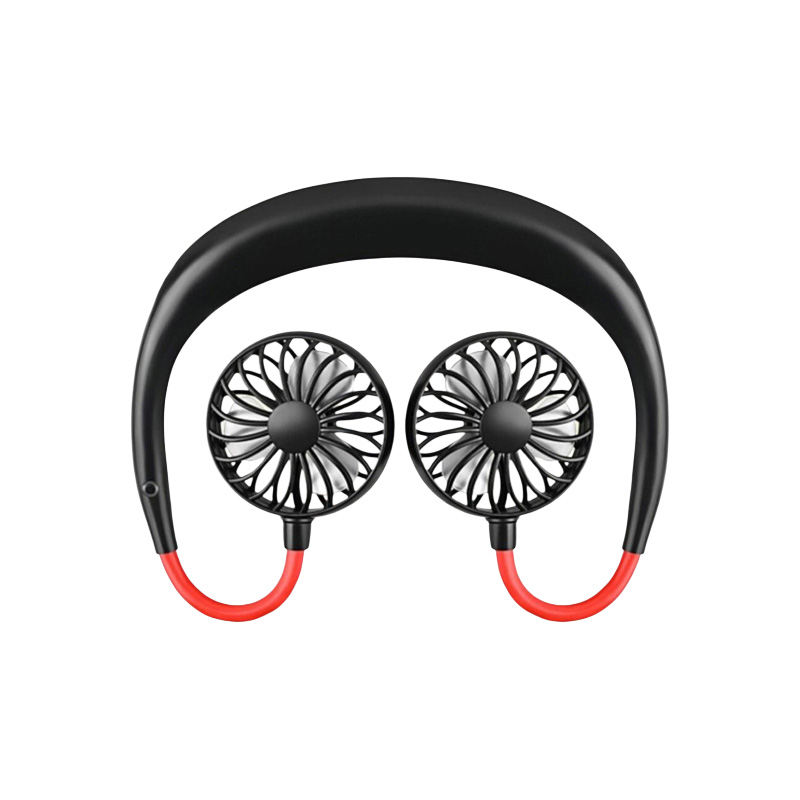 Picture of USB Rechargeable Wearable Portable Hand Free Neckband Double Fan Personal Neck Fans Household Accessories 3 Speed Adjustable