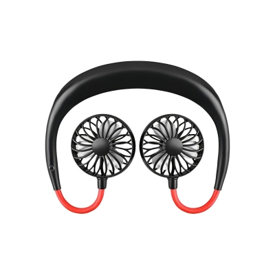 Picture of USB Rechargeable Wearable Portable Hand Free Neckband Double Fan Personal Neck Fans Household Accessories 3 Speed Adjustable