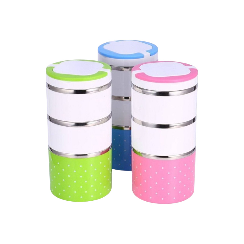 Picture of TelerrandsVacuum Insulated Stainless Steel 3 Layer Picnic  Food/Tiffin/Lunch Hot Box Container with Handle 1230ml